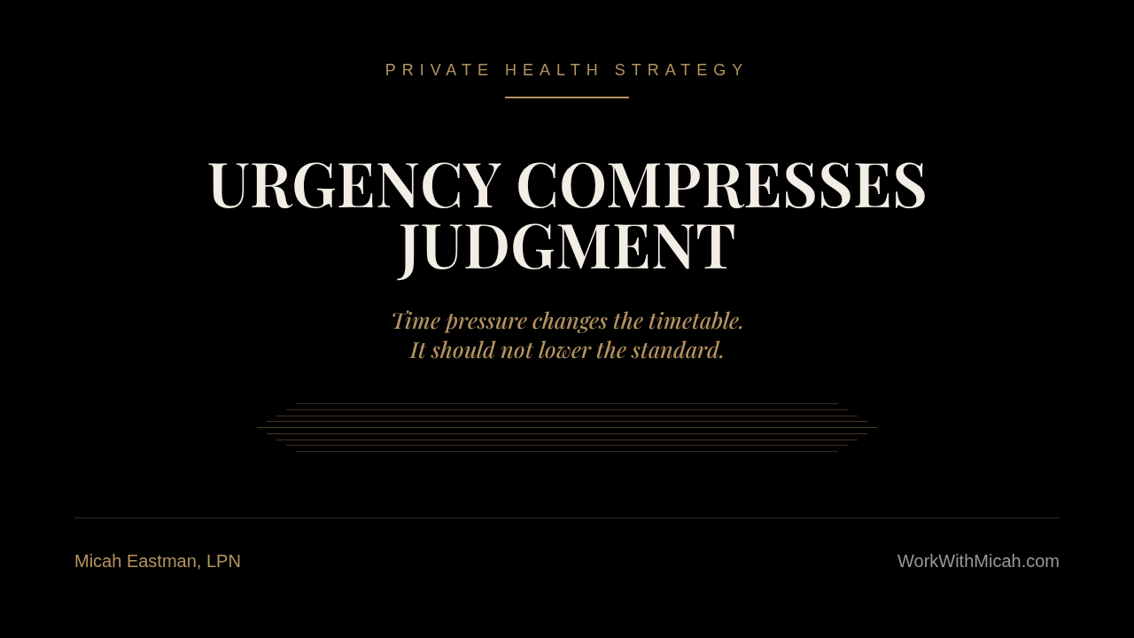 Urgency Compresses Judgment: How to Protect Decision Quality When Time Is Short — Work With Micah